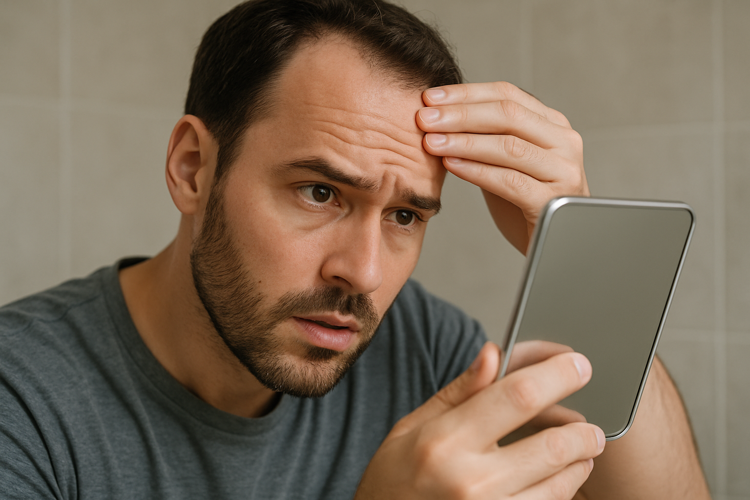 肌のシワを気にする男性