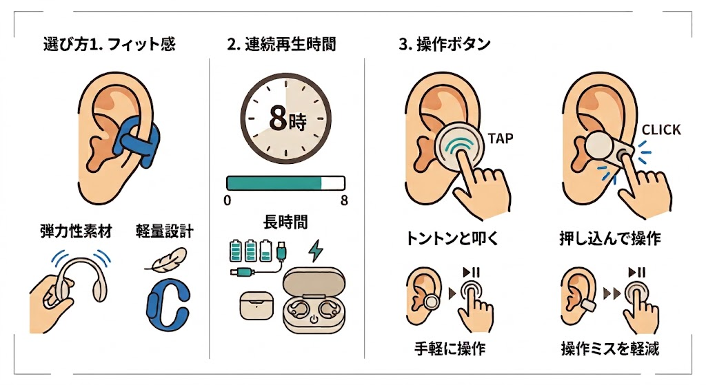 イヤーカフ型イヤホンの選び方